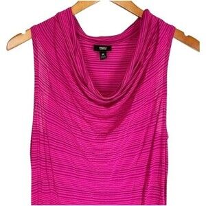 Mossimo M Knit Tunic Top Magenta Pink Purple Narrow Stripes Sleeveless Summer